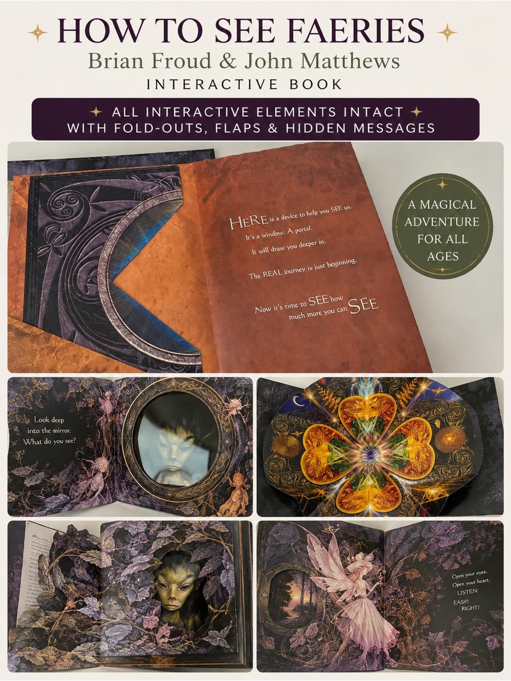 How to See Faeries by Brian Froud Interactive Fantasy Book Complete Intact - Picture 3 of 6